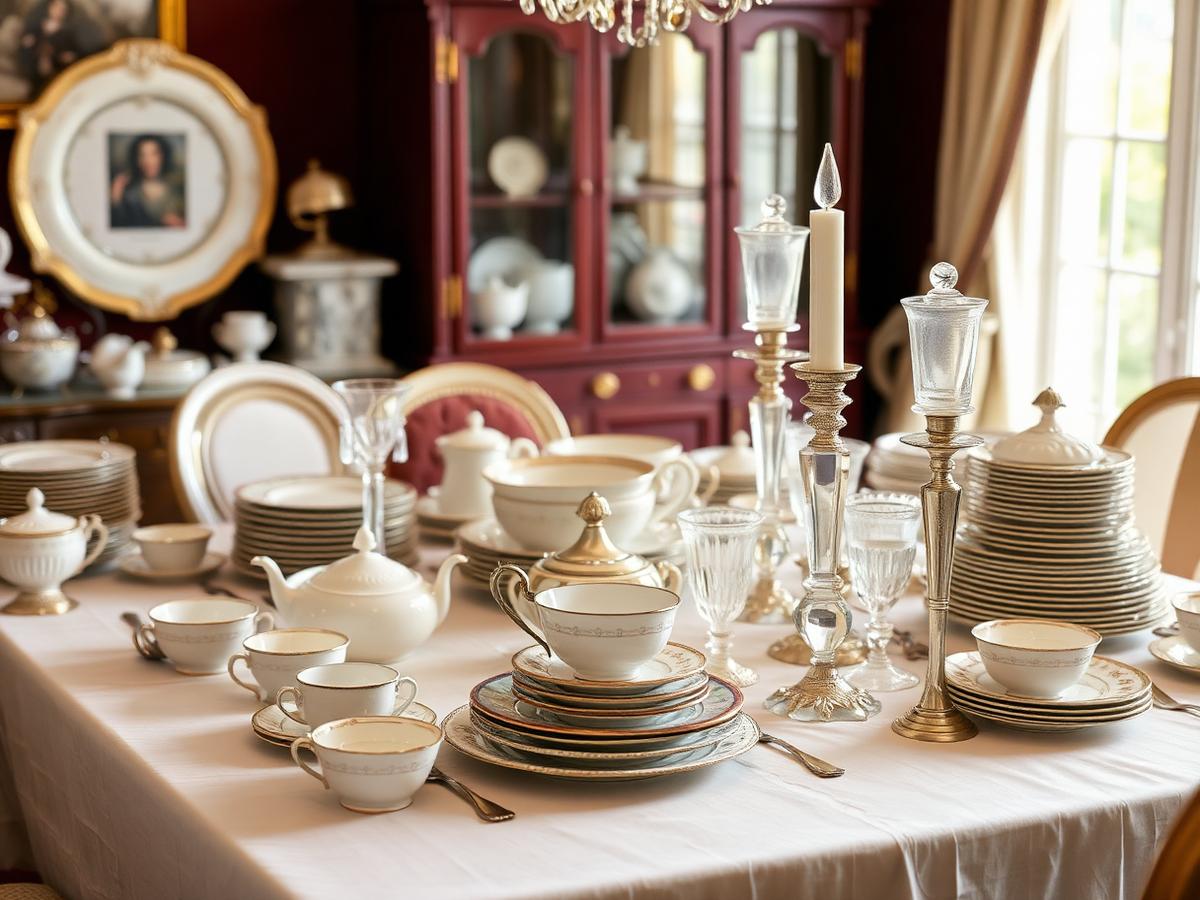 Beautifully staged estate sale display